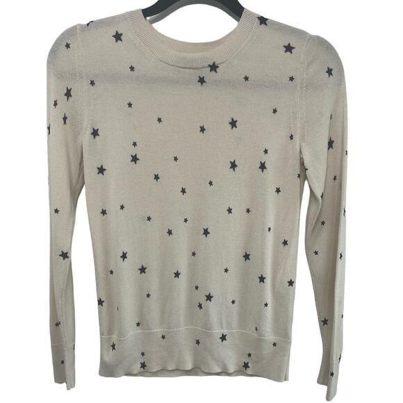 Banana Republic Silk Cashmere Crewneck Sweater Cream Stars America 4th Women XS - Picture 1 of 11